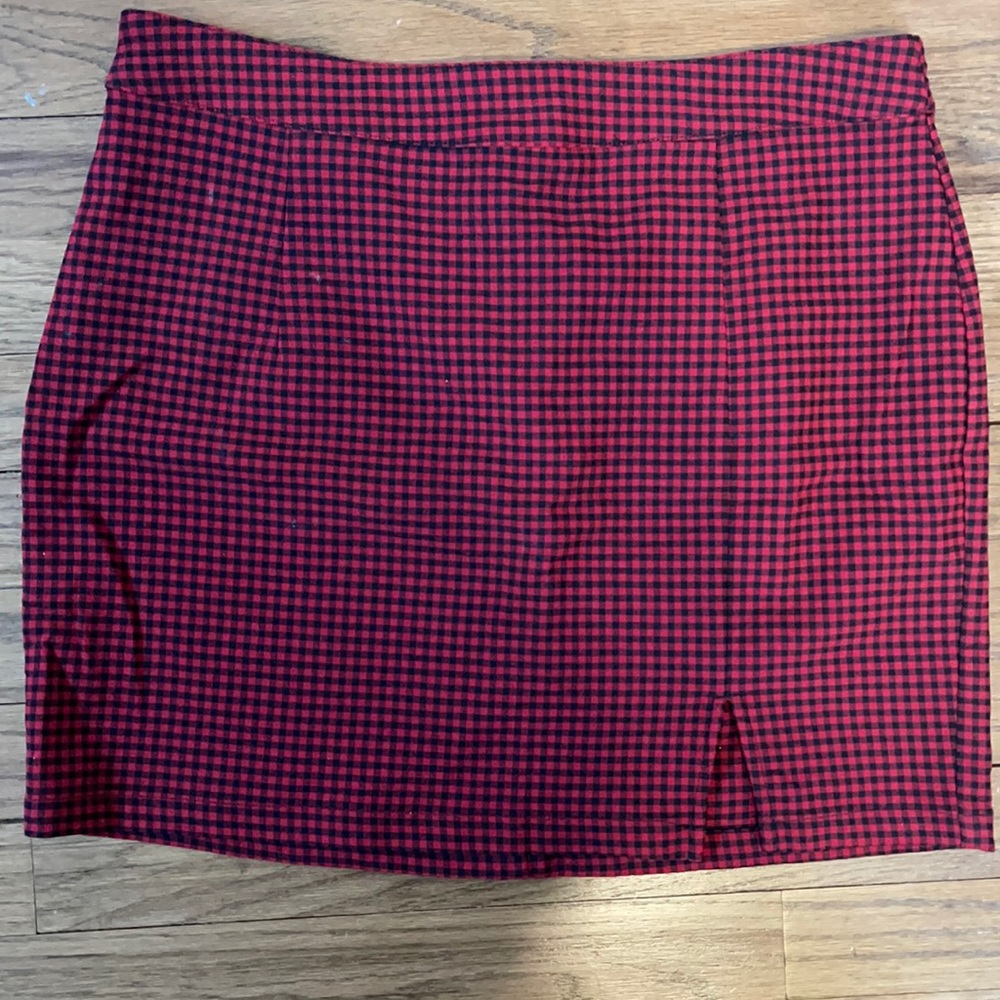 Red and black plaid skirt